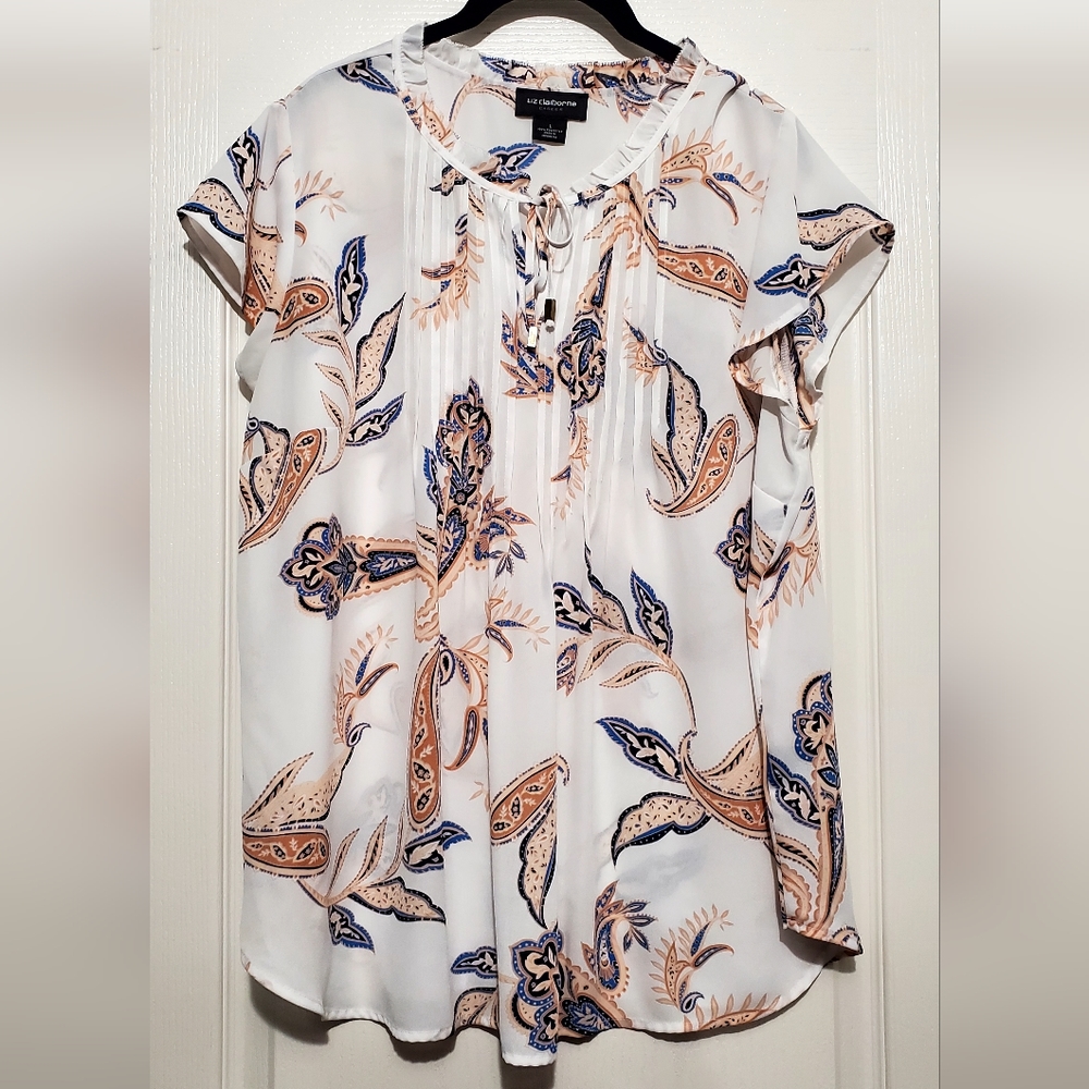 Liz Claiborne Career Paisley Floral Design Blouse